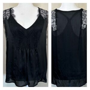 LOVE STITCH Basic Feminine Black Lace Camisole Top Size Small.